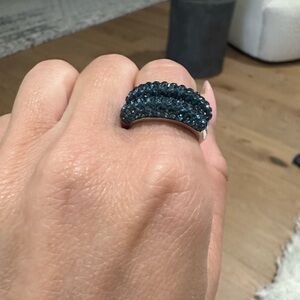 Two Swarovski Silver and Blue Crystal Ring
